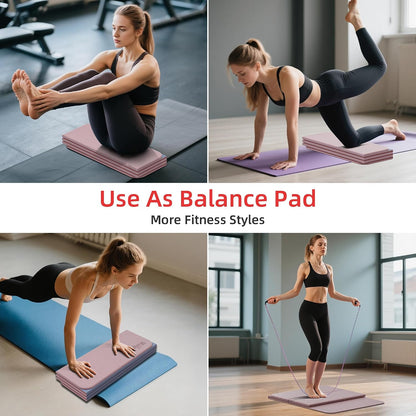 1/2 Inch 70"x24" Foldable TPE Yoga Mat, Thick Non Slip Pilates Mat