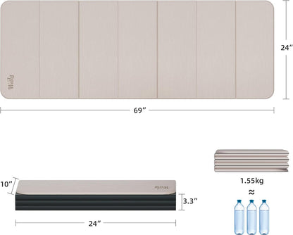 1/2 Inch 70"x24" Foldable TPE Yoga Mat, Thick Non Slip Pilates Mat