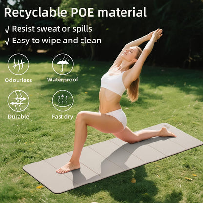 1/2 Inch 70"x24" Foldable TPE Yoga Mat, Thick Non Slip Pilates Mat