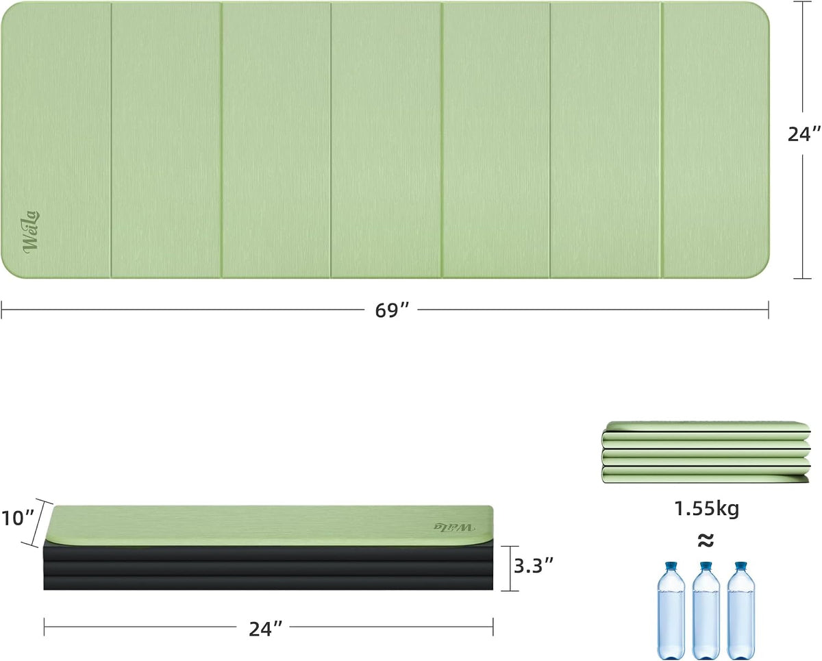1/2 Inch 70"x24" Foldable TPE Yoga Mat, Thick Non Slip Pilates Mat