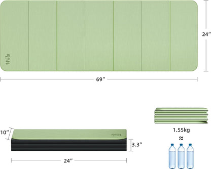 1/2 Inch 70"x24" Foldable TPE Yoga Mat, Thick Non Slip Pilates Mat