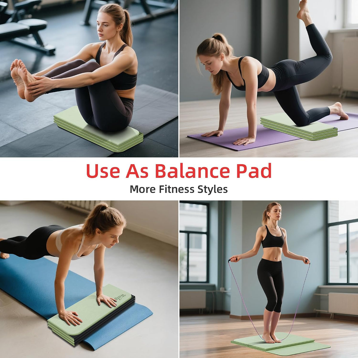 1/2 Inch 70"x24" Foldable TPE Yoga Mat, Thick Non Slip Pilates Mat