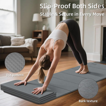 1/2 Inch 70"x24" Foldable TPE Yoga Mat, Thick Non Slip Pilates Mat