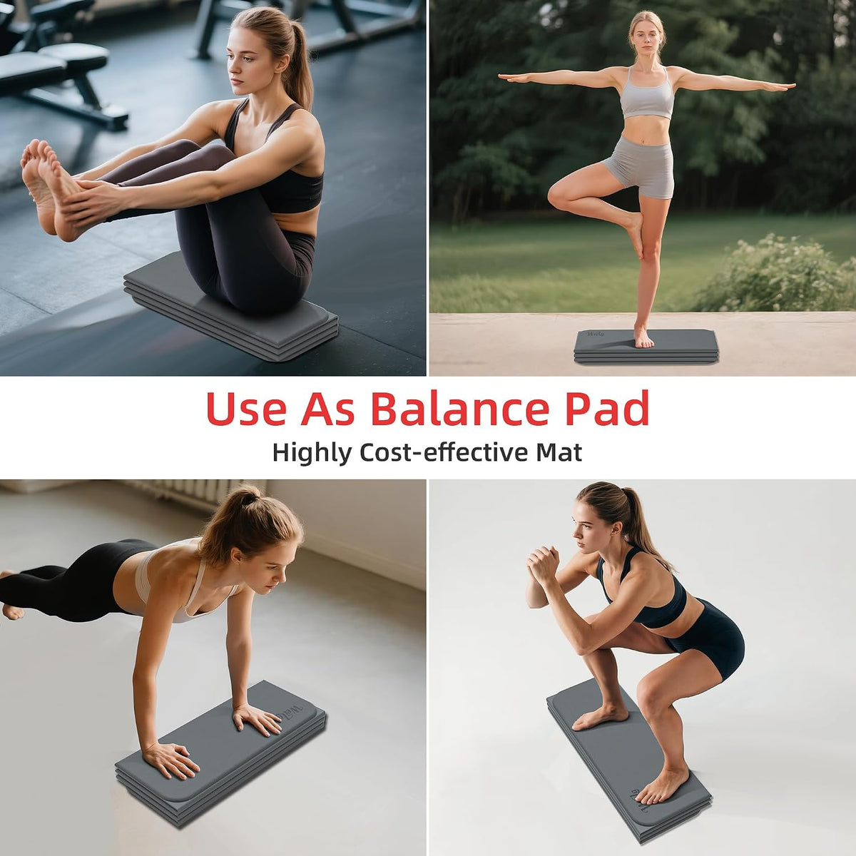 1/2 Inch 70"x24" Foldable TPE Yoga Mat, Thick Non Slip Pilates Mat