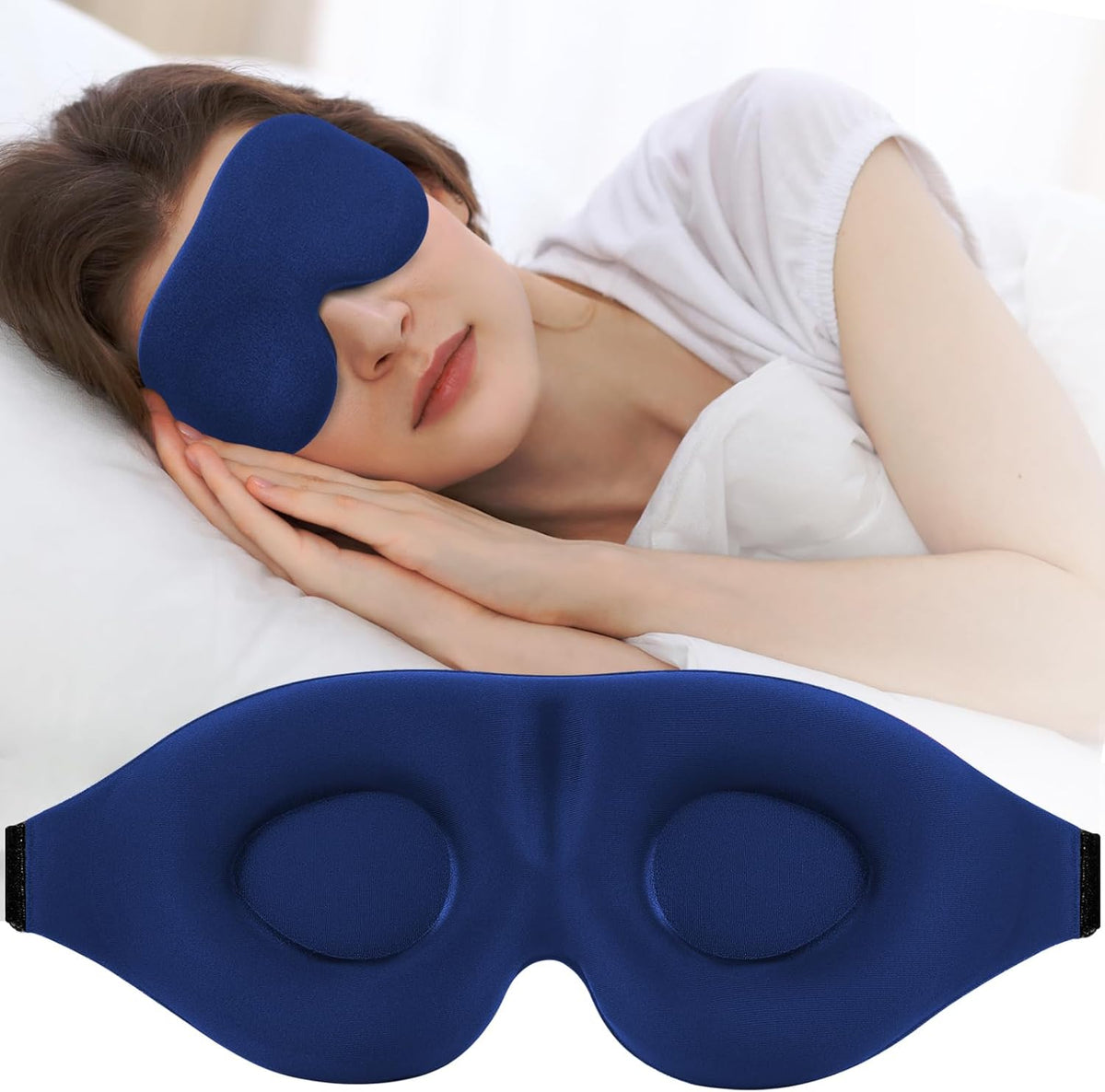 Sleep Mask for Side Sleeper, Light Blocking Eye Mask for Women Men