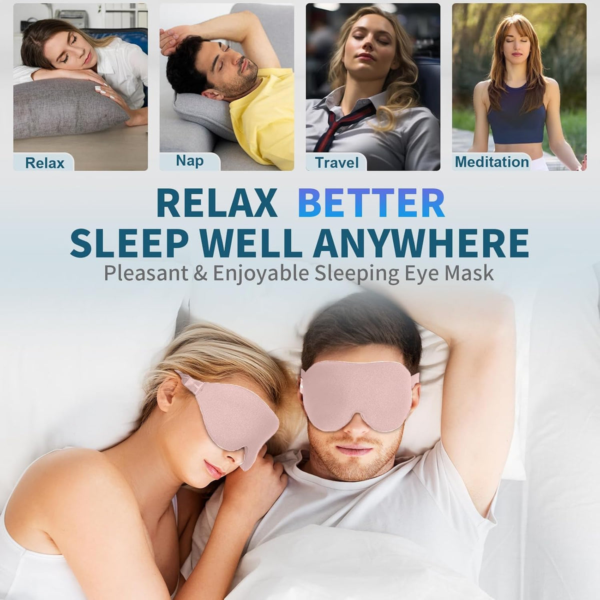 Sleep Mask for Side Sleeper, Light Blocking Eye Mask for Women Men