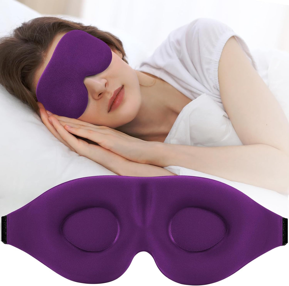 Sleep Mask for Side Sleeper, Light Blocking Eye Mask for Women Men