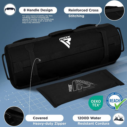 Sandbag for Fitness Weights Training, Unfilled Power Bags with Handles, 5-200 LBs Adjustable Weighted Slam Bag for Strength Powerlifting Running Heavy Workout Home Gym Exercise, Sold AS UNFILLED