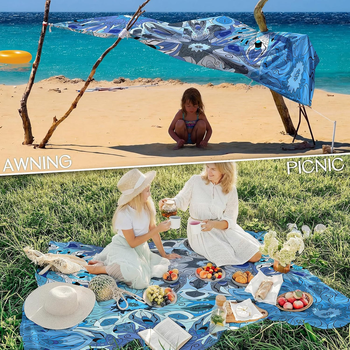 Beach Blanket Waterproof Sandproof Large 78''X81''/10'X9' Beach Towel Mat