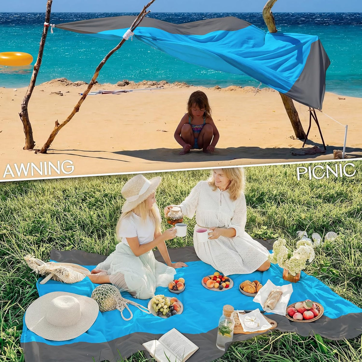 Beach Blanket Waterproof Sandproof Large 78''X81''/10'X9' Beach Towel Mat