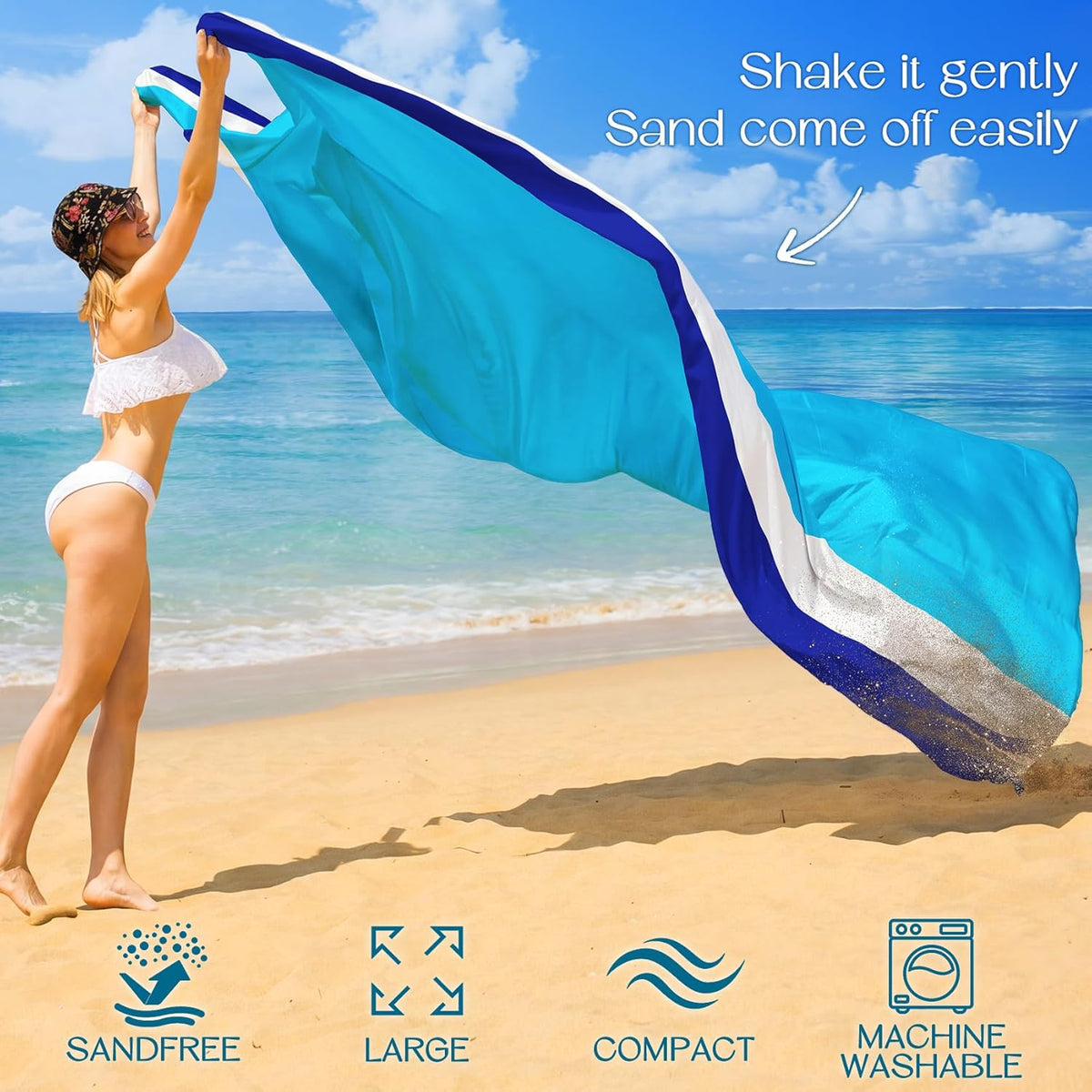 Beach Blanket Waterproof Sandproof Large 78''X81''/10'X9' Beach Towel Mat