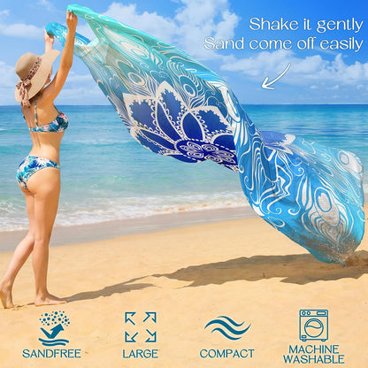 Beach Blanket Waterproof Sandproof Large 78''X81''/10'X9' Beach Towel Mat