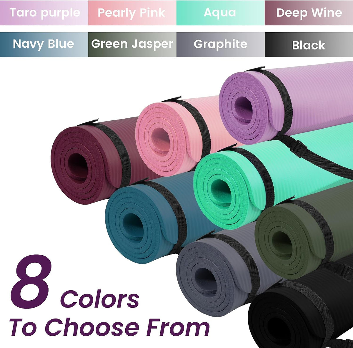Yoga Mat, 1/2-Inch Extra Thick High Density Exercise Mat, Anti-Tear Exercise Yoga Mat with Carrying Strap, Suitable for Various Yoga Exercises