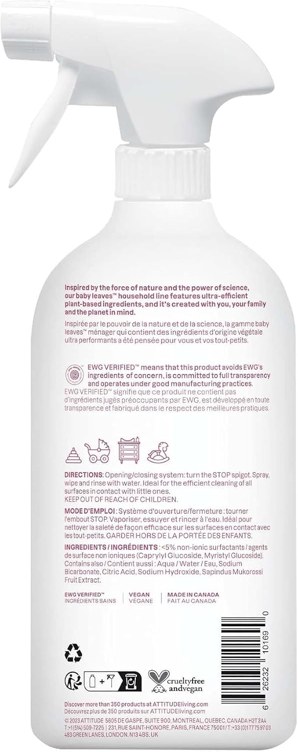 Baby & Kids Toy Cleaner Spray, EWG Verified, Unscented, 27 fl oz