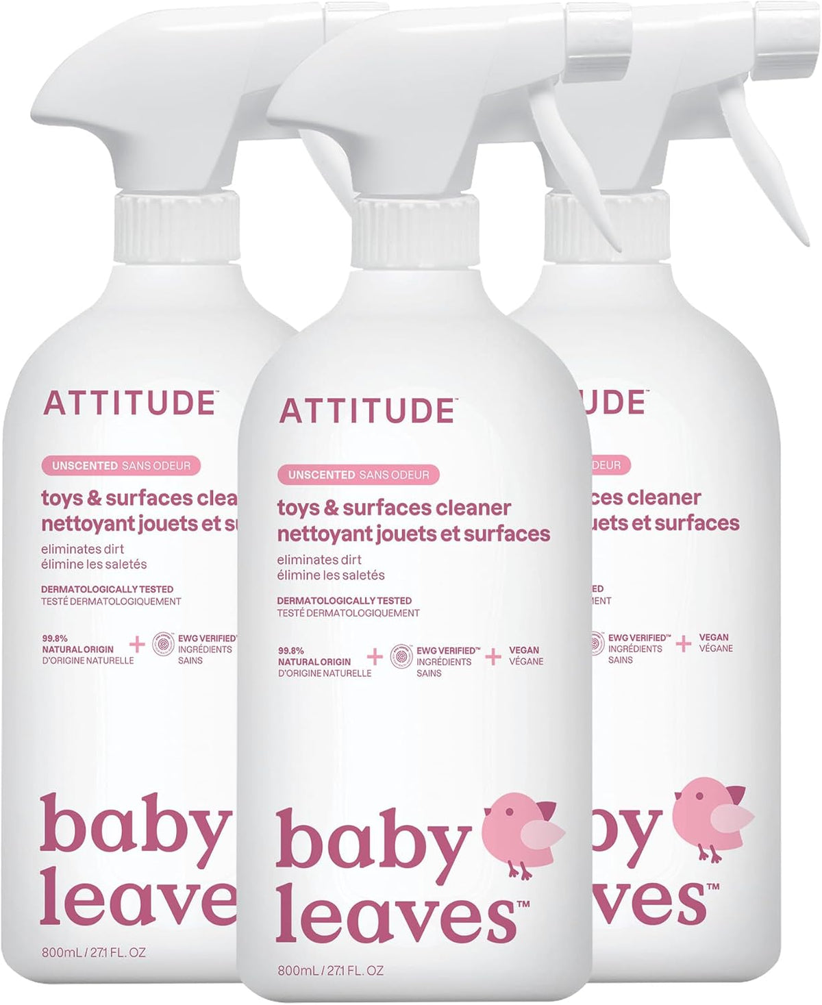 Baby & Kids Toy Cleaner Spray, EWG Verified, Unscented, 27 fl oz