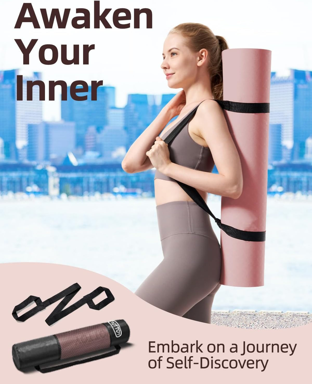 Yoga Mat, 72"x 32"x1/3" Extra Wide Non-Slip Exercise Fitness Yoga Mats,Eco-Friendly TPE Exercise Mats for Women Men Home Workout with Strap Bag