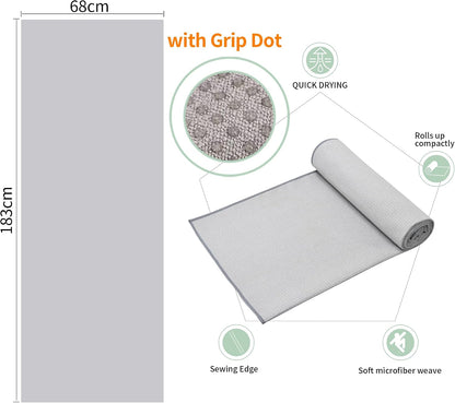 2 Pack Hot Yoga Towel with Grip Dot，Stickyfiber Yoga Mat Towels Non Slip for Hot Yoga,Absorbent Microfiber Sweat Anti-Slip Cover,Bikram,Pilates,Exercise