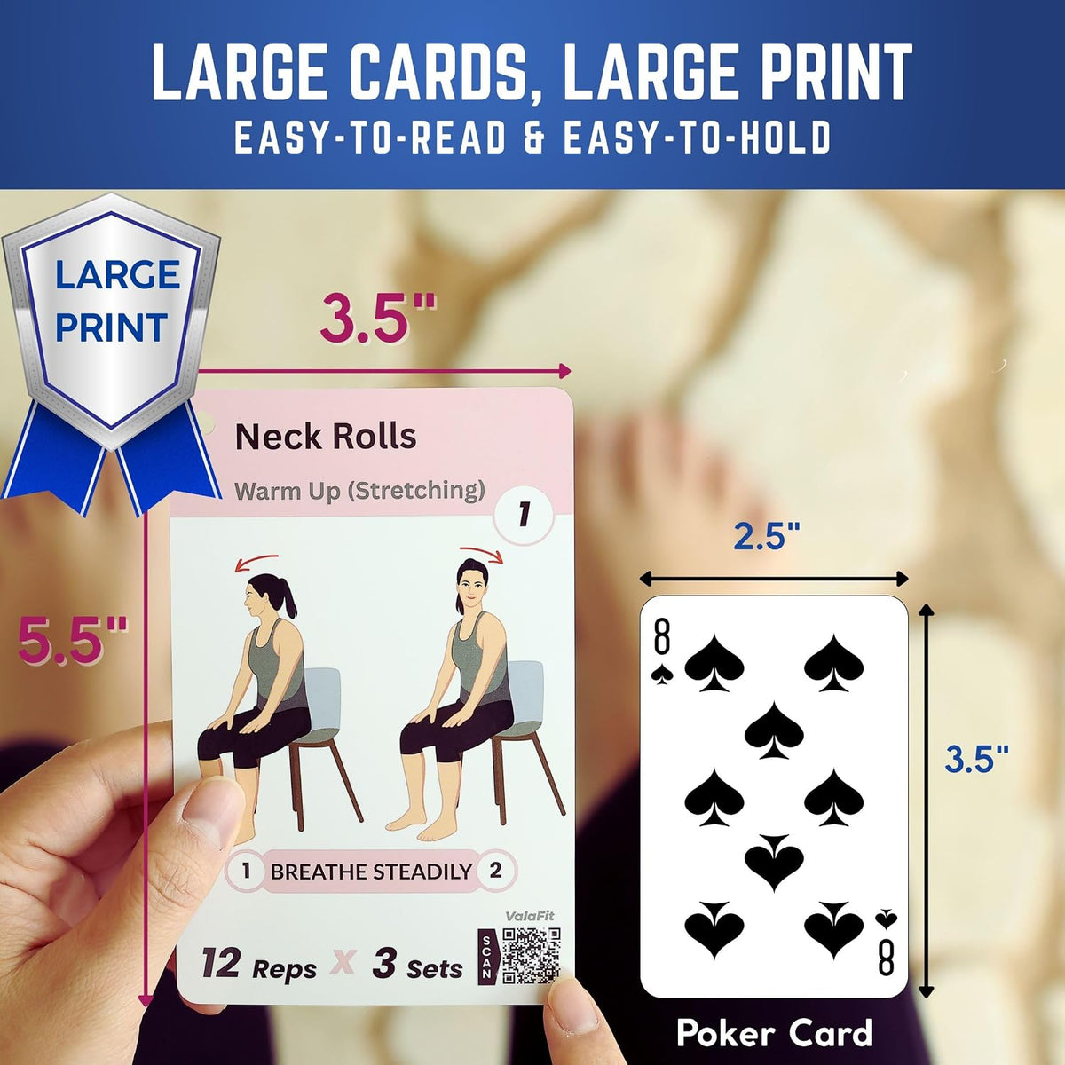 [All-in-One Kit] Chair Yoga for Seniors Over 60 | Cards + Bands + QR Videos