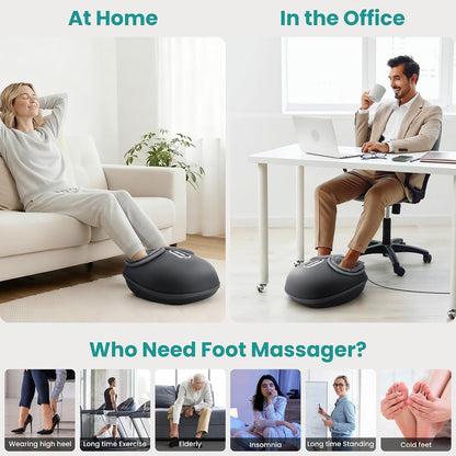 Shiatsu Foot Massager with Heat [2026 Upgraded], 3 Modes Deep Kneading Therapy Air Compression, Feet Massage for Plantar Fasciitis, Relaxation Gifts for Men Women Mom Dad Birthday