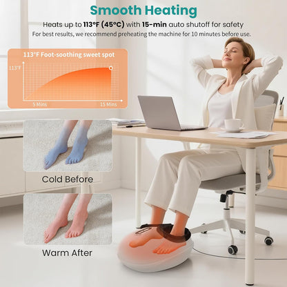 Shiatsu Foot Massager with Heat [2026 Upgraded], 3 Modes Deep Kneading Therapy Air Compression, Feet Massage for Plantar Fasciitis, Relaxation Gifts for Men Women Mom Dad Birthday