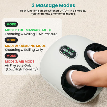 Shiatsu Foot Massager with Heat [2026 Upgraded], 3 Modes Deep Kneading Therapy Air Compression, Feet Massage for Plantar Fasciitis, Relaxation Gifts for Men Women Mom Dad Birthday