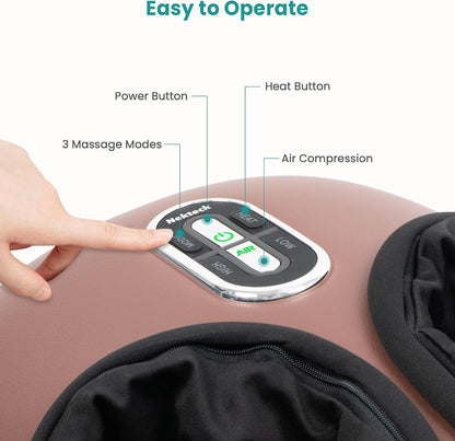 Shiatsu Foot Massager with Heat [2026 Upgraded], 3 Modes Deep Kneading Therapy Air Compression, Feet Massage for Plantar Fasciitis, Relaxation Gifts for Men Women Mom Dad Birthday
