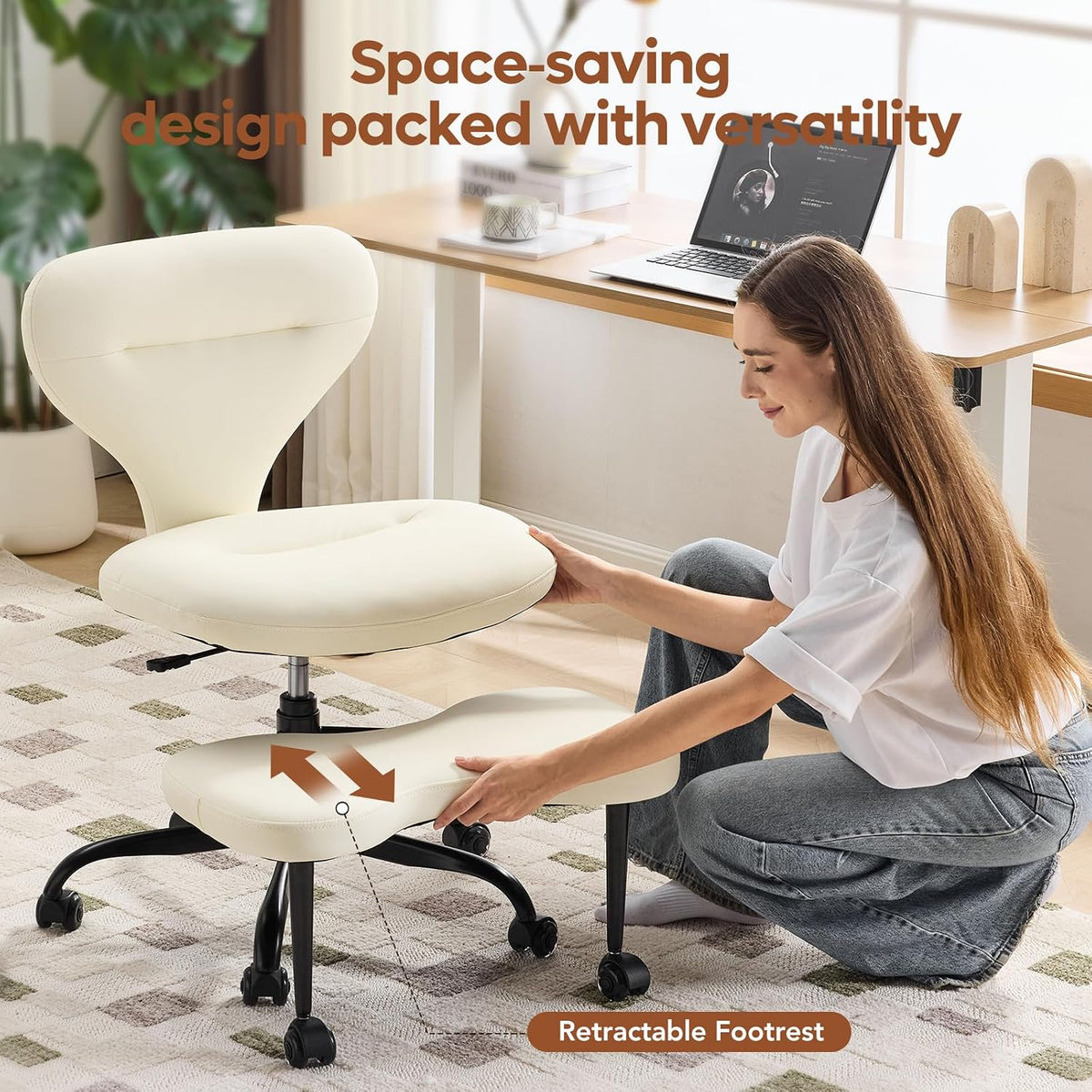 Ergonomic Cross Legged Office Chair, Home Office Desk Chair
