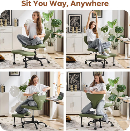 Ergonomic Cross Legged Office Chair, Home Office Desk Chair