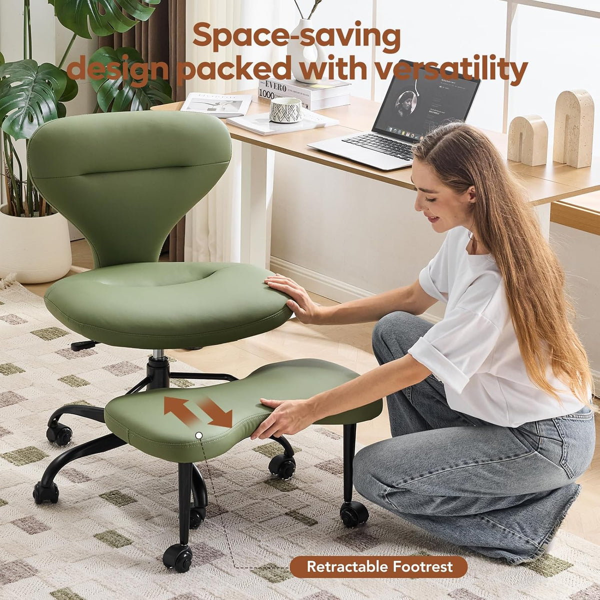 Ergonomic Cross Legged Office Chair, Home Office Desk Chair