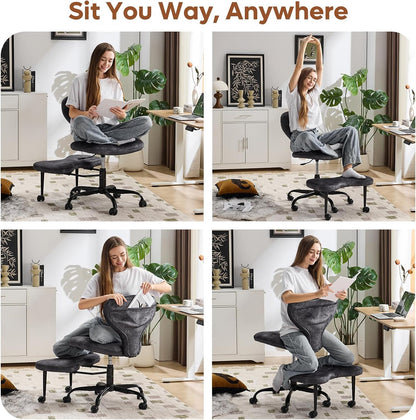 Ergonomic Cross Legged Office Chair, Home Office Desk Chair