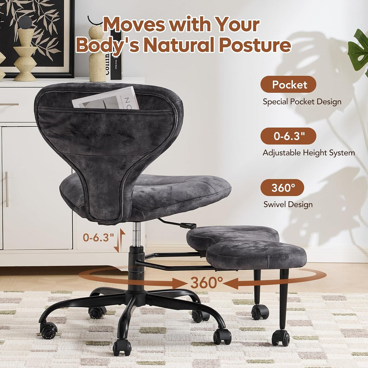 Ergonomic Cross Legged Office Chair, Home Office Desk Chair
