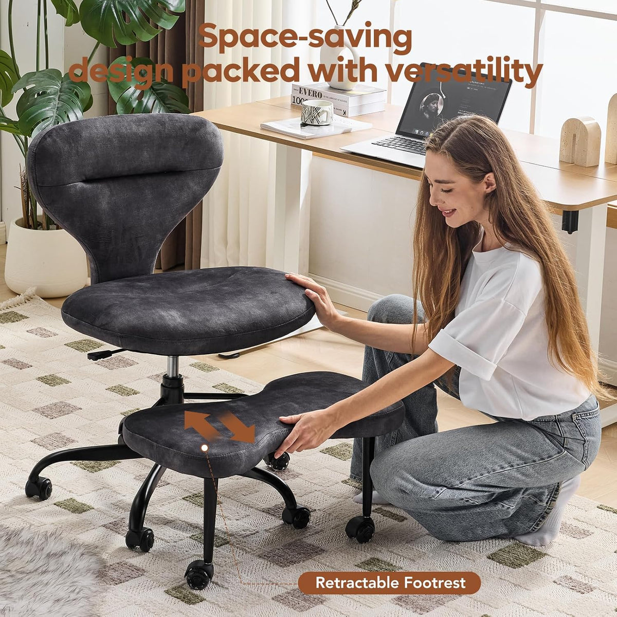 Ergonomic Cross Legged Office Chair, Home Office Desk Chair