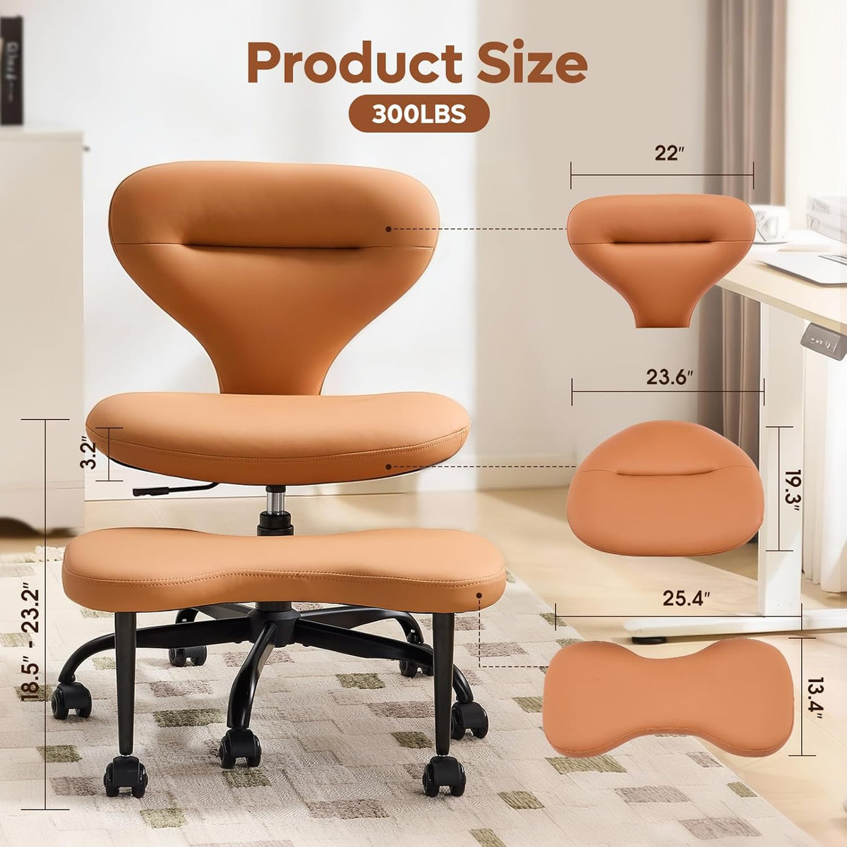 Ergonomic Cross Legged Office Chair, Home Office Desk Chair
