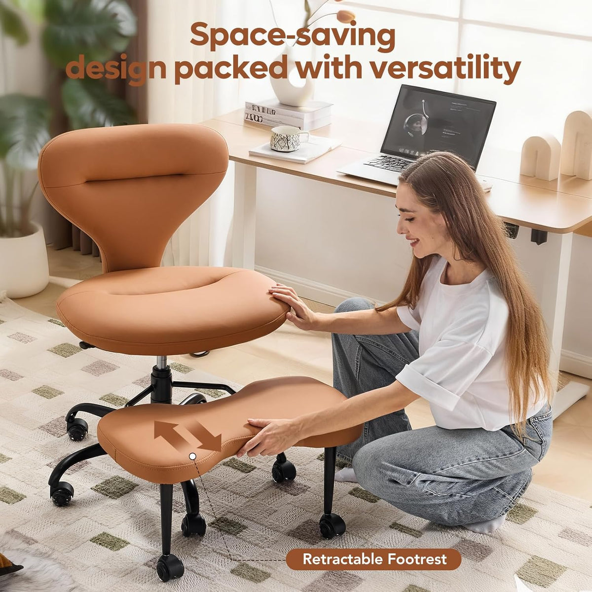 Ergonomic Cross Legged Office Chair, Home Office Desk Chair