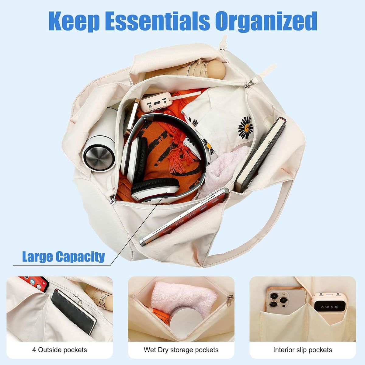 Gym Bag For Women With Shoes Compartment & Wet Dry