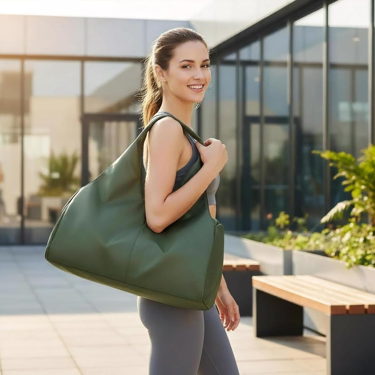 Gym Bag For Women With Shoes Compartment & Wet Dry