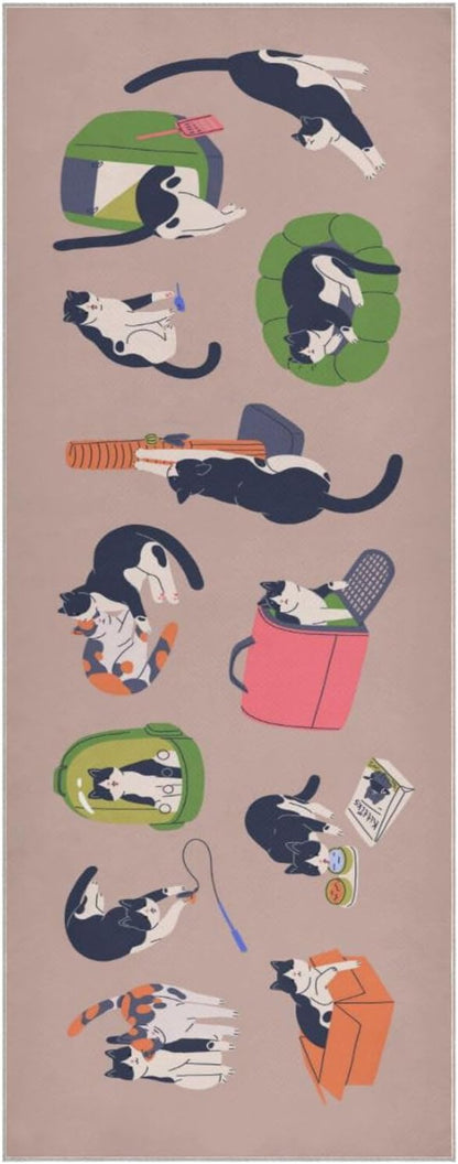 Yoga Mat Towel, Non-Slip Hot Yoga Towel, Sweat Absorbent and Non-Slip, Lightweight and Easy to Travel, Suitable for Hot Yoga, Pilates and Fitness, Watercolor Raccoon and Plant Pattern