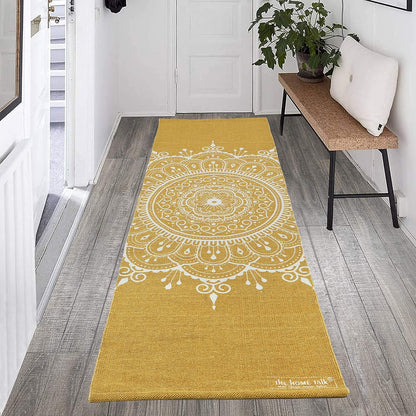 Hand Woven 100% Cotton Yoga Mat- Thick Handloom Made in India- for Gym Floor Exercise - Runner for Bedroom