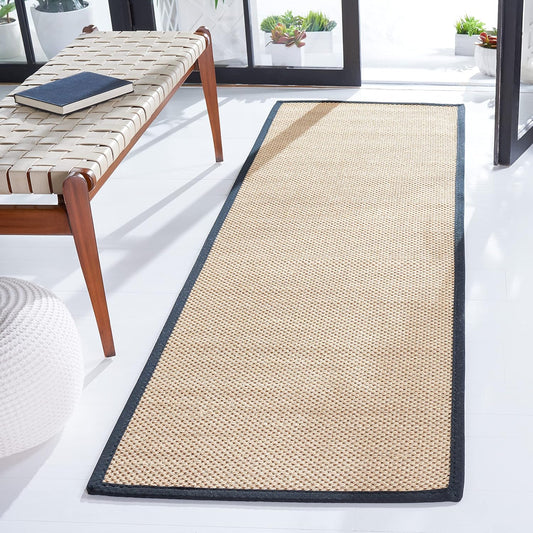 SAFAVIEH Area Rug 11x15 - Natural Fiber Collection - Large - Maize & Linen Color, Sisal, Woven Design with Border (NF141B) - Colors B