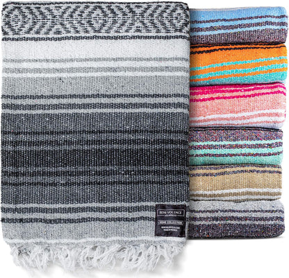 Benevolence LA Authentic Handwoven Mexican Blanket | Yoga Blankets, Outdoor, Picnic, Beach, Camping | Equestrian Saddle | Serape 50x70 inches - Coral, Pack of 1