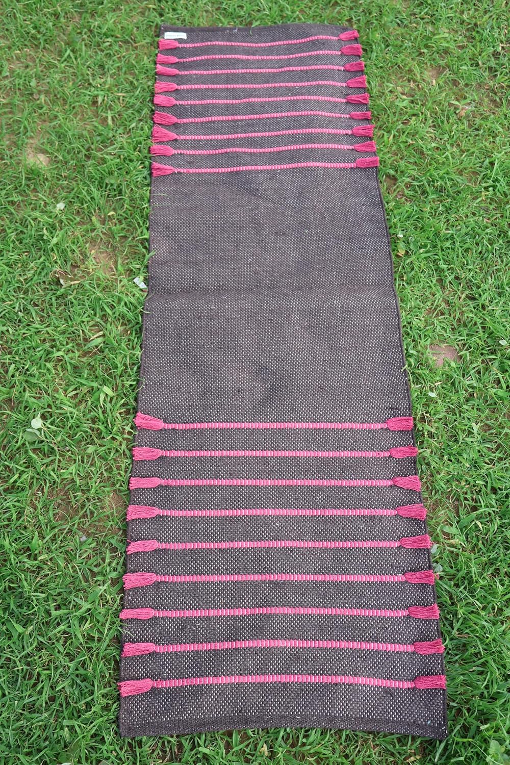 Cotton Organic Yoga Mat - Eco-Friendly Hand-Woven Rug - Handloom Foldable Yoga Mat for Everyday Fitness Maditation Rug - (24”x72”)