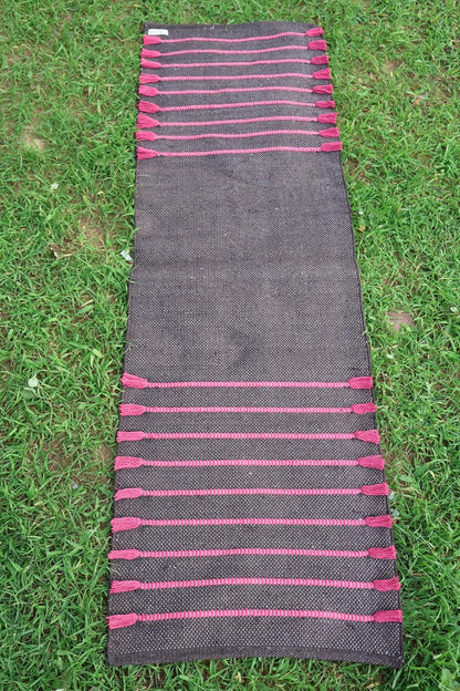 Cotton Organic Yoga Mat - Eco-Friendly Hand-Woven Rug - Handloom Foldable Yoga Mat for Everyday Fitness Maditation Rug - (24”x72”)