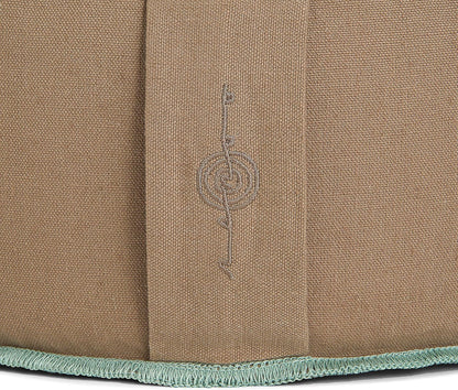 Organic Round Meditation Cushion by renoo - Durable Comfortable Cotton, Linen, Hemp - Modern Zafu - Buckwheat Floor Pillow Yoga Bolster in 15 Colors Removable Cover - 15 inches - Vanilla
