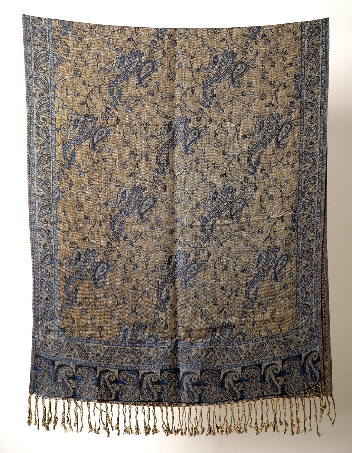Achillea Reversible Paisley Pashmina Rave Scarf – Exotic Indian Shawls and Wraps for Evening Dresses, Festivals, All Seasons - Colors B