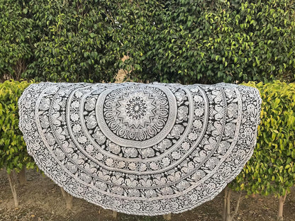 raajsee Purple Round Beach Tapestry Hippie/Boho Beach Blanket Mandala/Indian Cotton Throw - Round Tablecloth/Home Decor/Indie Rug Yoga Mat Meditation Picnic Rugs 127 CM / 50 INCHE Circle