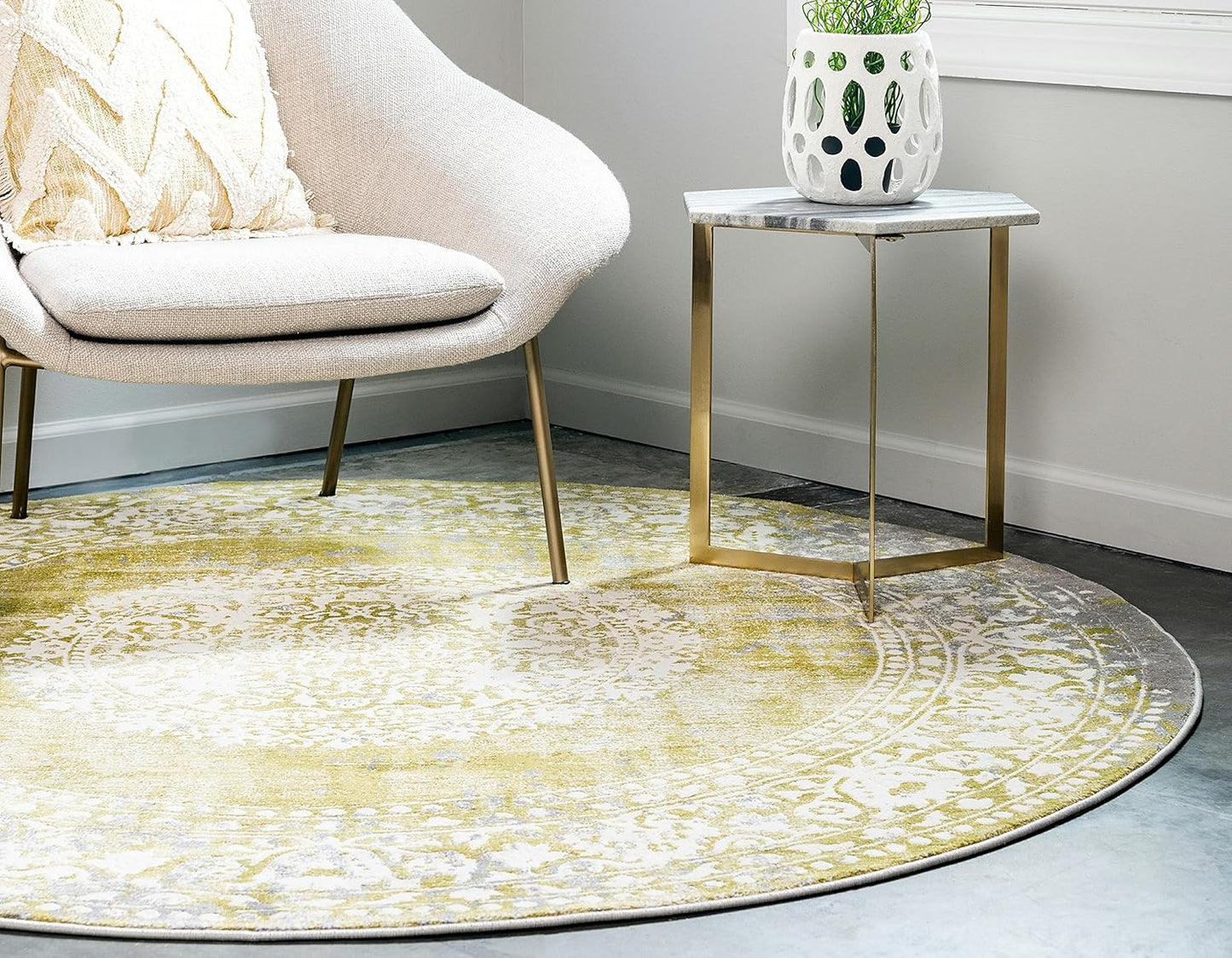 Unique Loom New Classical Collection Area Rug - Olwen (4'Round, Purple/ Gray)