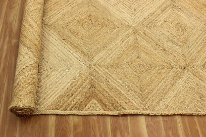 Premium Quality Jute Rug 2x3 Kilim Area Rug Hand Braided Jute Geometric Pattern Beige Hand Woven Boho Flatweave Carpet Indoor Outdoor Rugs for Kitchen Garden Yoga Mat - Colors A