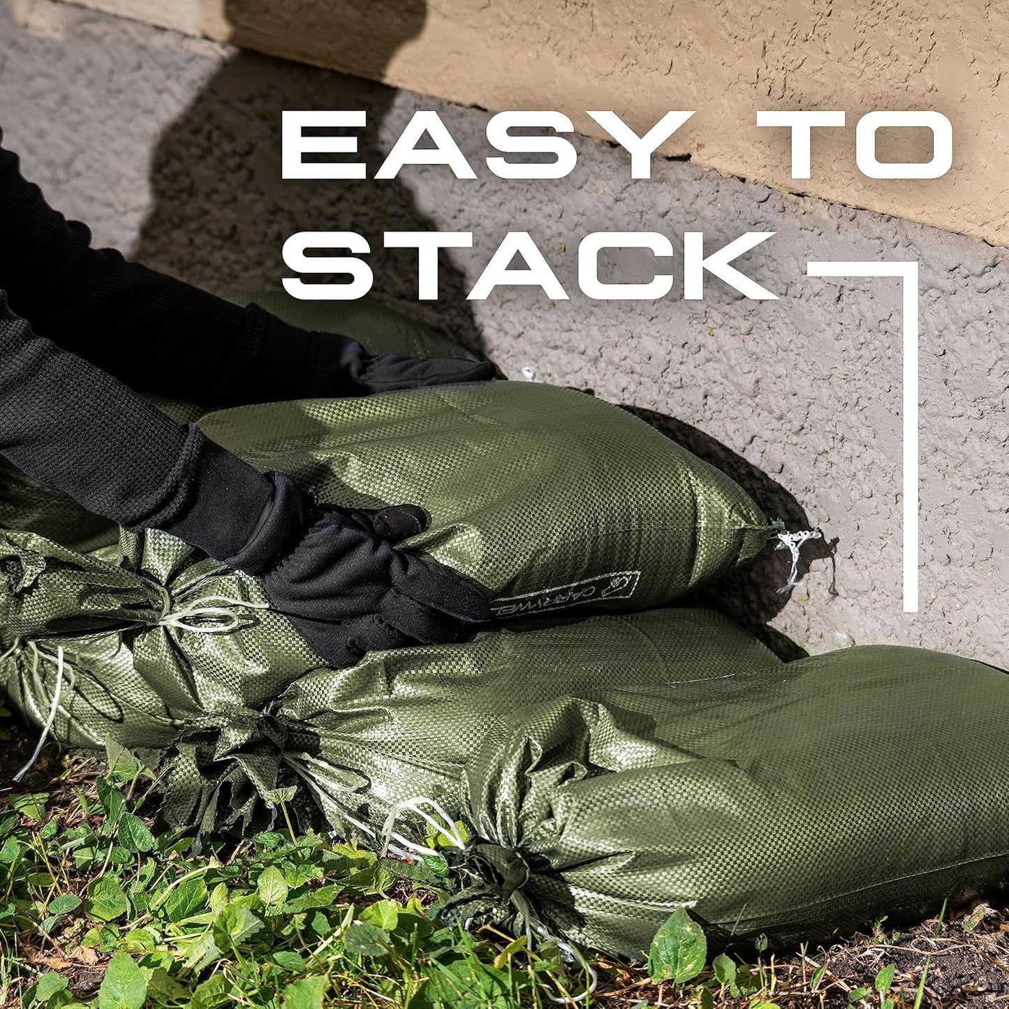 (Not Made in China) 20 Pack, Heavy Duty Sand Bags for Flooding, Empty Sandbags with Tie Strings, UV Protection 1600 Hours, Flood Control,14in x 26in, Sandbag for Weight, 50lb Capacity, White