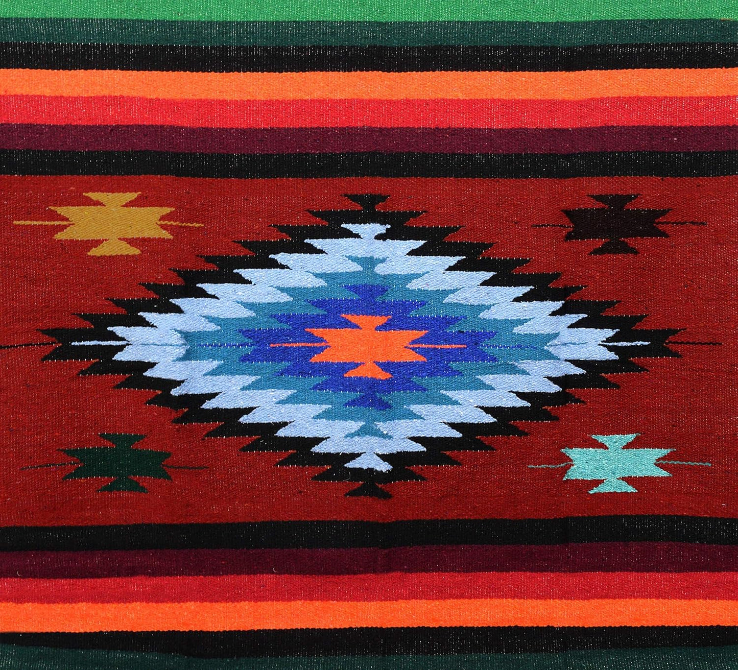 Open Road Goods Handwoven Mexican Diamond Blanket, Throw, or Yoga Bolster - Southwestern Style Blanket - Brown
