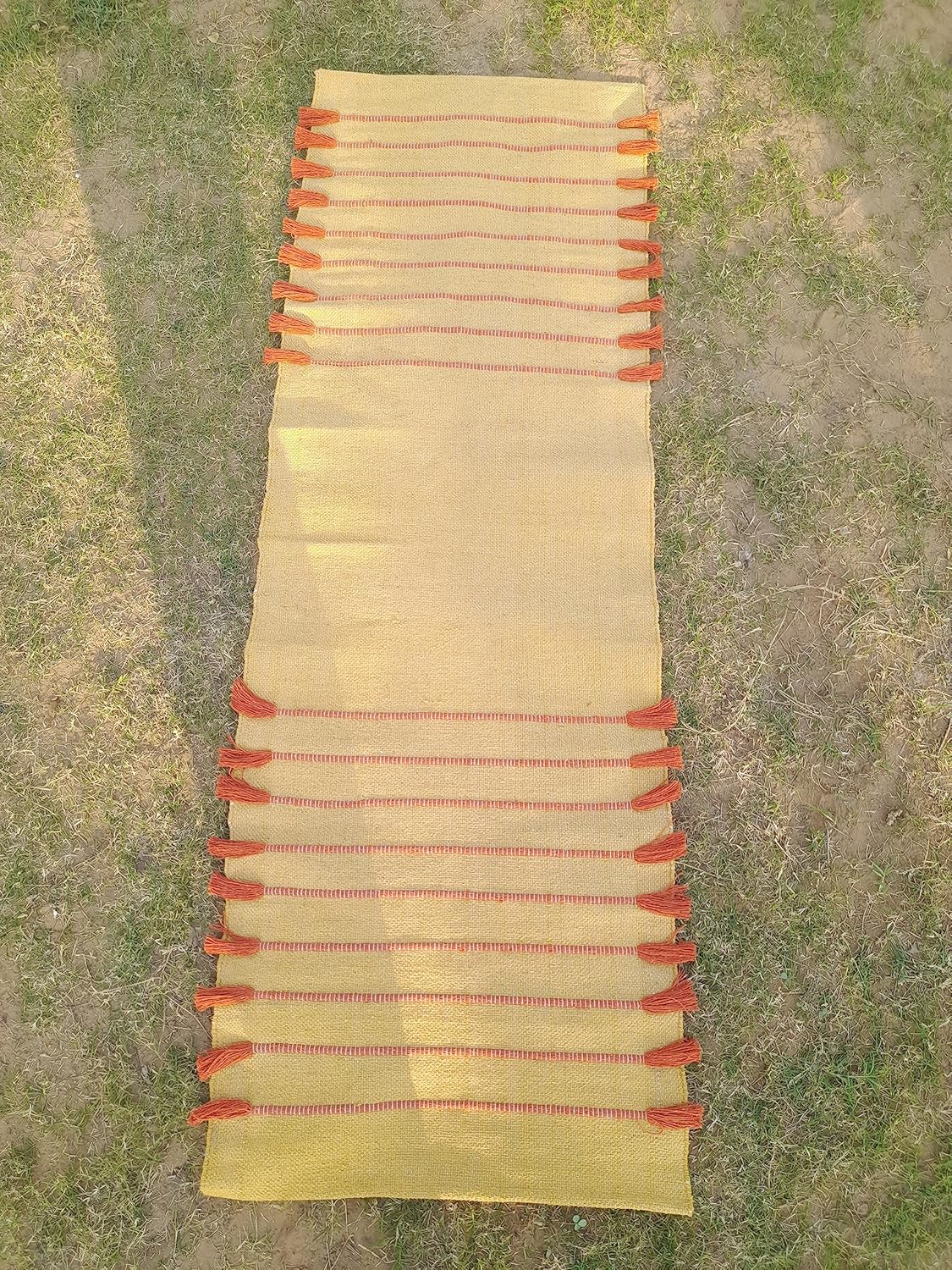 Jaipur art & Rugs Cotton Yoga Mat - Eco-Friendly Hand-Woven Rug - Non Slip & Thick (24”x72”x5mm) for Everyday Fitness at Home - Comfortable Extra-Long
